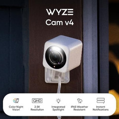 WYZE Cam V4 (Latest Model), 2.5K AI Security Camera, Indoor/Outdoor Cameras for