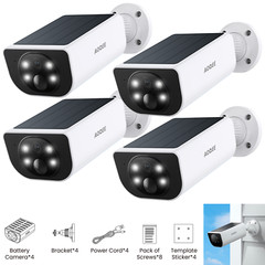 Wansview 2K 3MP Outdoor Solar Security Cameras Spotlight Cam Color Night Vision