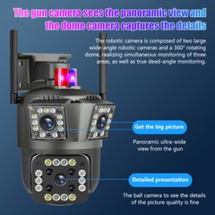 3 Lens HD 1080P WiFi IP Camera Wireless Outdoor CCTV PTZ Home Security IR Cam US