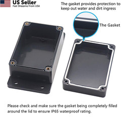 Zulkit Junction Box ABS Plastic 3.94″ x 2.68″ x 1.97″(Pack of 2), Black