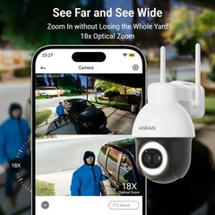 5MP Wireless Solar Powered Security Camera Outdoor WiFi PTZ Home 24/7 Recording