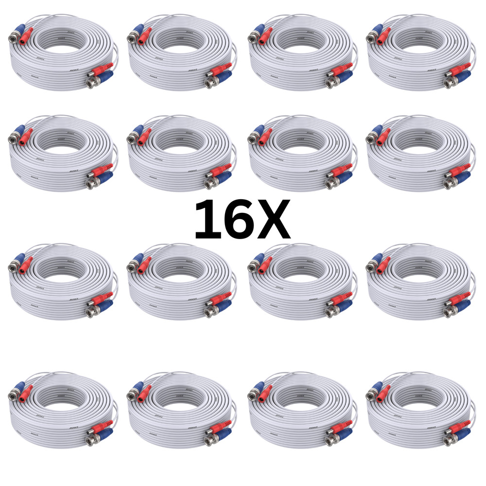 ANNKE 16 PACK 60′ WHITE DVR CCTV SECURITY CAMERA BNC DC RG59 SIAMESE CABLE CORD