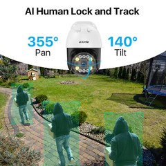 ZOSI 2PK POE PTZ Security Camera Outdoor 5MP Vehicle Detect Auto Track System