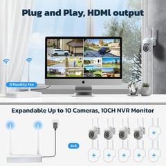 Wireless 2MP Security IP Camera System Outdoor 4K 10CH NVR 5G WIFI Two Way Audio