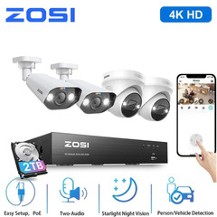 ZOSI 4K PoE Security Camera System with Person Vehicle Detection 2TB HDD Home