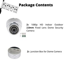 HD 1080P Outdoor Indoor CCTV Security Dome Cameras with Junction Box 2PK