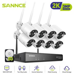 SANNCE Wireless 3MP Security IP Camera System 5MP 8CH NVR WIFI AI Two Way Audio