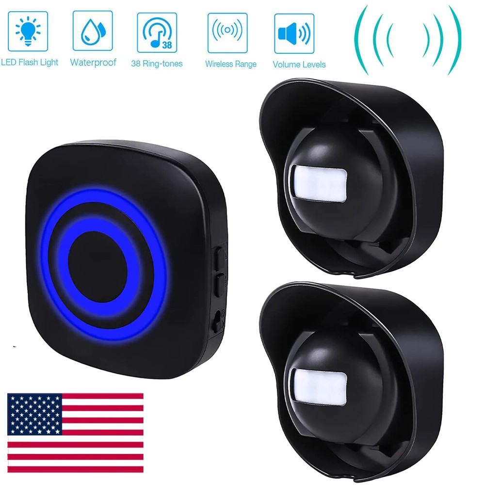 H2C8 Waterproof 656ft Wireless Driveway Alarm Motion Sensor Alarm Indoor Outdoor