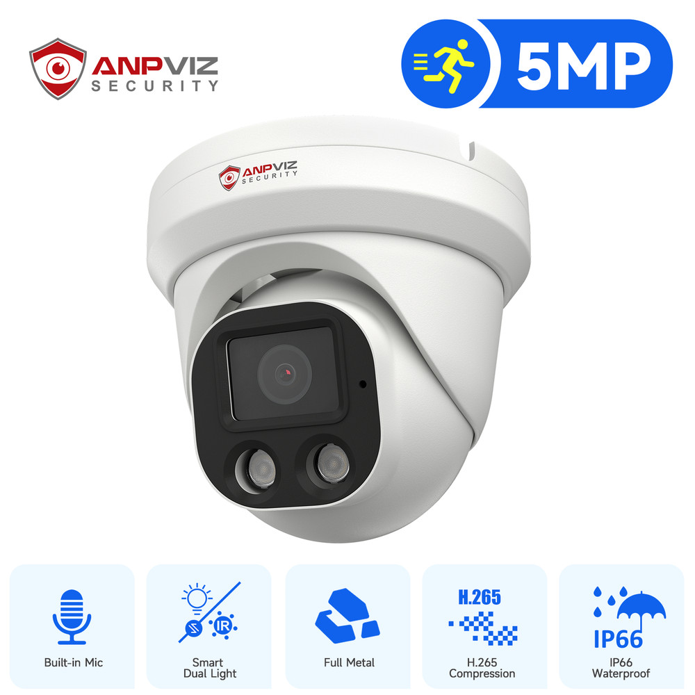 Anpviz 5MP Outdoor PoE IP Camera, AI Human Detection Color Night Vision, ONVIF