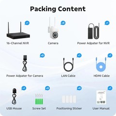 Wireless Security Camera System,16CH 4K NVR PTZ WiFi Cameras for Home Security