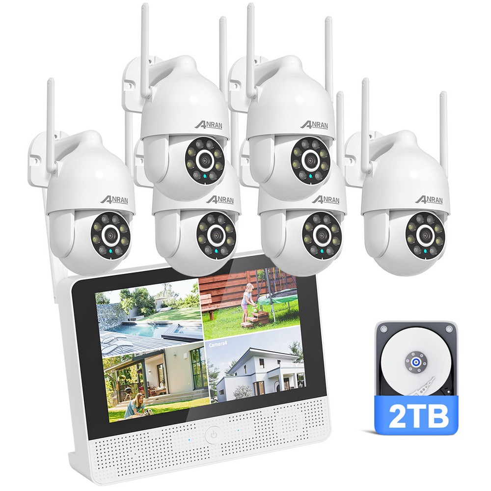 ANRAN Wireless Security Camera System with 10”Monitor 5MP WiFi Cameras 2TB HDD