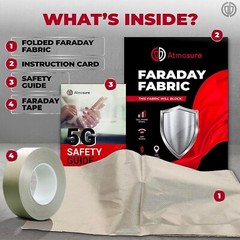 Premium Faraday Fabric & Tape – EMP & EMF Shield – 44″L x 36″W + 51″L x 1