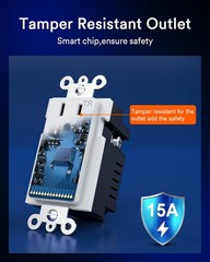 4 Pack Lumary Smart USB Outlet with WiFi, Type-C & USB-A Ports, Voice Control