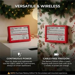 Kylendar E-Ink Smart Calendar Dashboard Vibrant Red Wireless Sync Weather News