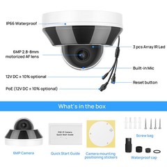 VIKYLIN 3×Optical Zoom IR30M Mini Dome 6MP PTZ IP CAMERA POE MIC Outdoor CCTV US