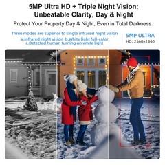 SmartSF 5MP POE Security Camera Audio Recording Outdoor Color Night AI Detection