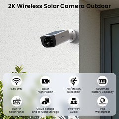 Wansview 2K 3MP Outdoor Solar Security Cameras Spotlight Cam Color Night Vision