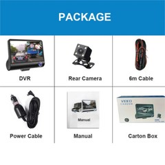 4” 3Lens 1080P Dash Cam Car DVR Front & Rear Camera Night Vision G-sensor