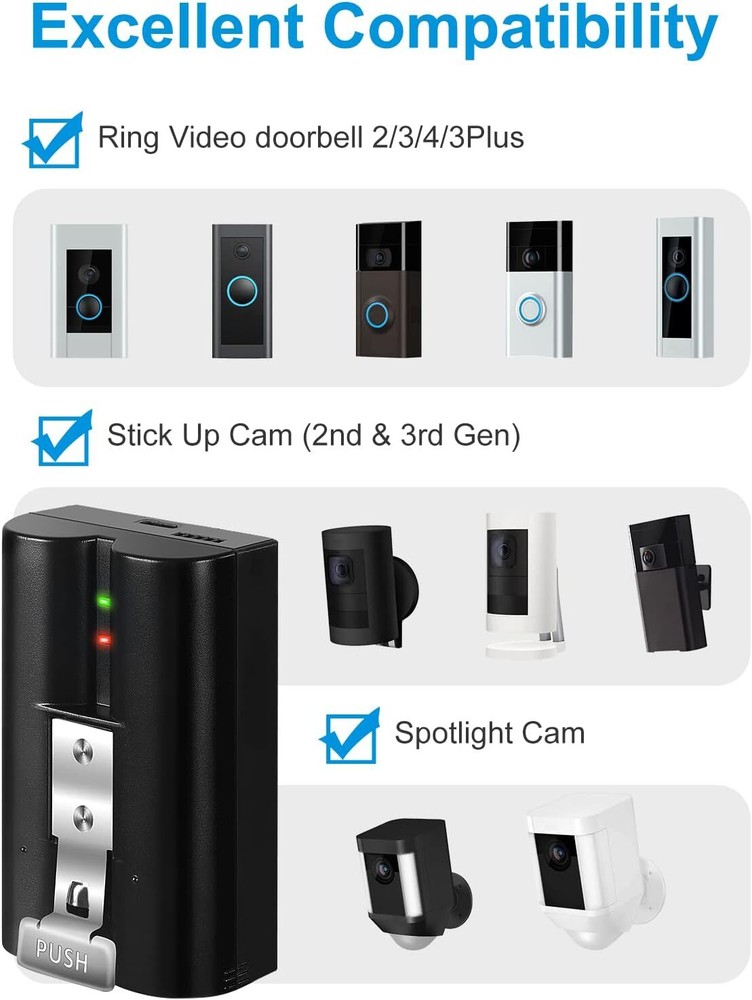 3Packs 6040mAh Battery for Video Doorbell 2/3/4,Ring-Doorbell-Camera 2/3/4/3plus