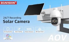 8W Solar Security Cameras Wireless Outdoor, AOV 24/7 Recording Cameras 4G LTE