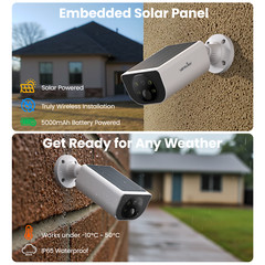 Wansview 2K 3MP Outdoor Solar Security Cameras Spotlight Cam Color Night Vision