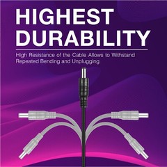 2x Power Supply Extension Cable 5M meters Standard Cord for CCTV Security Camera