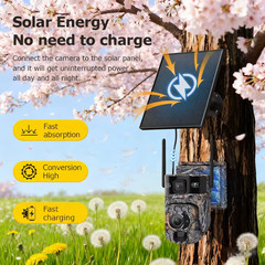 LS VISION 12MP 4G/ WiFi Solar Security Camera 60X Zoom Outdoor Camouflage PTZ Ba