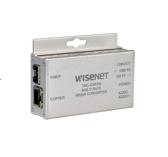 Hanwha TMC-GSFPPOEM Mini 1000M Multi-Rate Media Converter w/PoE+ Output **New**