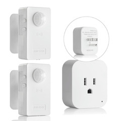Wireless Motion Sensor Plug Kits,No-Wire Mini PIR Sensor Switch Control Plug to