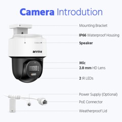 ANNKE 3K PoE Security IP Camera 5MP PT Color Night Vision Two Way Audio H.265+