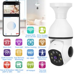 New E27 WiFi Bulb Camera with 1080P FHD and Motion Tracking, White