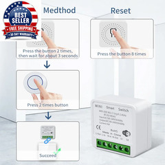 20A Tuya Wifi Smart Switch 16A RF 433Mhz Wireless Relay Receiver Mini round Pane