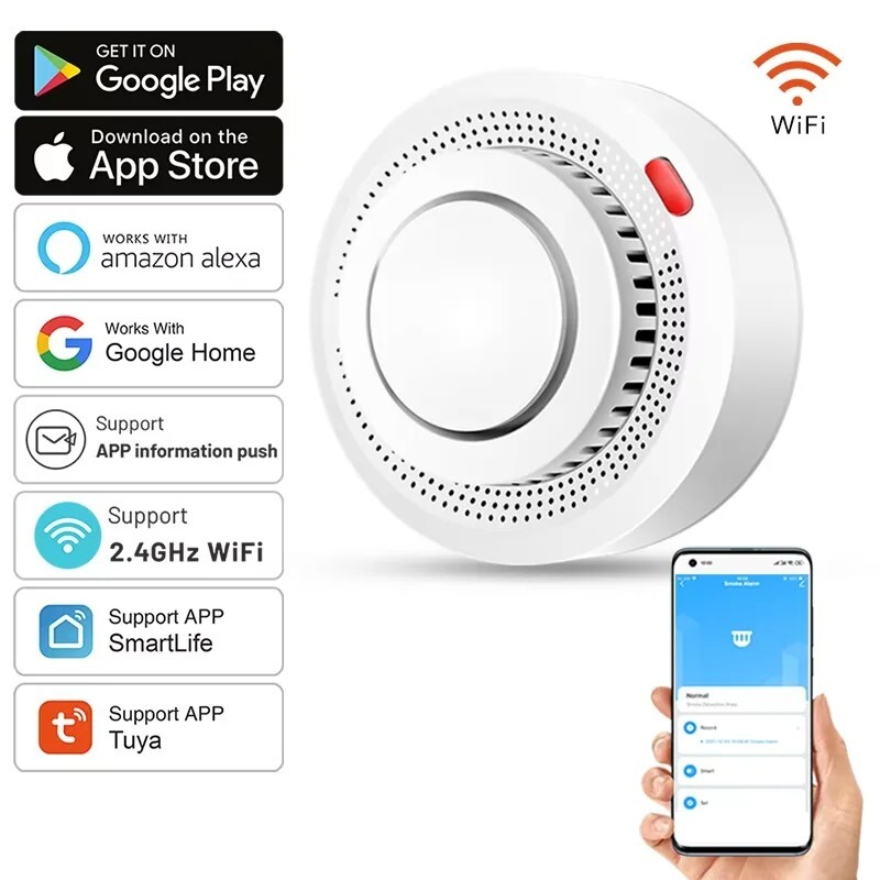 Tuya Smart WiFi Smoke Sensor Fire Protection Smoke Detector 85dB Sound Security