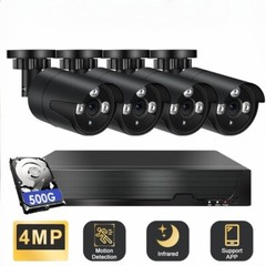 4CH 4MP Lite DVR CCTV Security Camera System Outdoor Night With 500GB Hard Drive