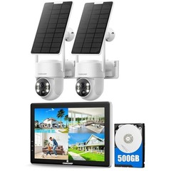 4MP 10CH NVR 2/4/8-Cam Kit Solar Battery Wireless Security Camera System Outdoor