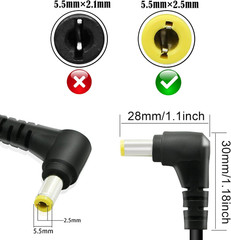 2 Pack 90 Degree DC Power Pigtails Cable, DC 5.5MM X 2.5MM Male Plug