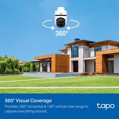 Tapo 1080P Outdoor Wired Pan/Tilt Security Wi-Fi Camera, 360° View, White