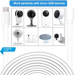 SIOCEN 2 Pack 13FT Micro USB Extension Cable for Zmodo,Male to Female Extende…