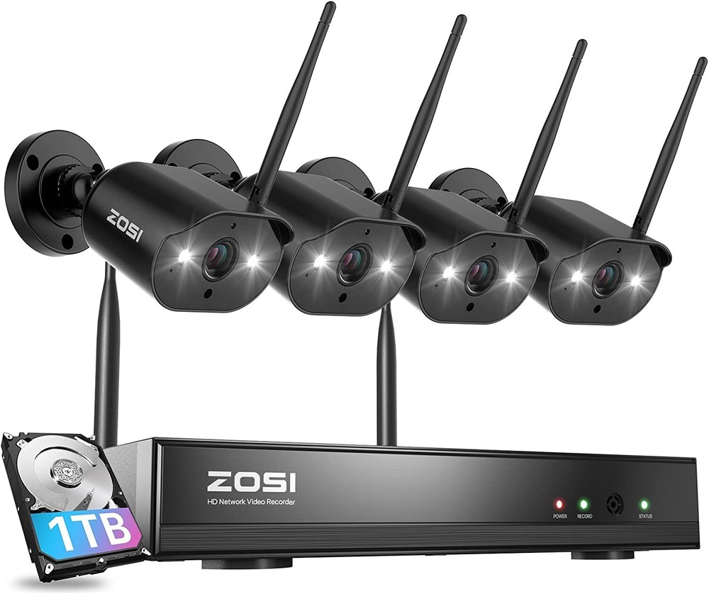 ZOSI H.265+ 8CH 3MP wireless security WiFi Outdoor camera system 1TB HDD Audio