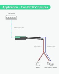 2 PCS PoE Splitter DC12V 2A Output 10/100Mbps Power Over Ethernet 802.3af/at