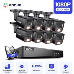ANNKE 8CH 1080P H.265+ Security Camera System 5MP Lite CCTV DVR Outdoor AI Kits