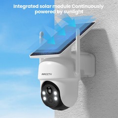 ARCCTV Outdoor 360° PTZ Solar Security Camera System Battery Wireless 4MP Home