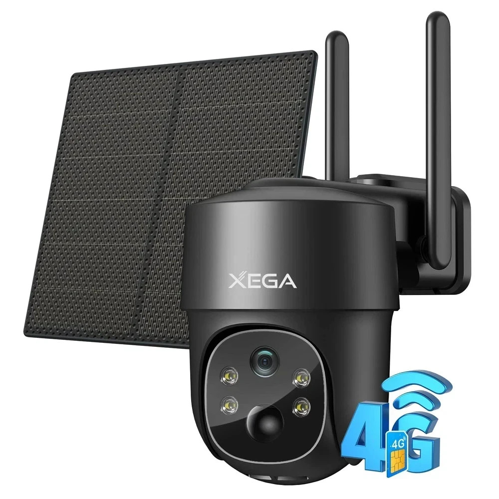 Xega 4G LTE Cellular Security Camera Solar with SIM Card,Wireless Outdoor No …