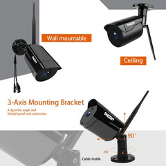 3MP Wireless Home IP Camera System Audio Home Outdoor CCTV 8CH WIFI NVR Kit