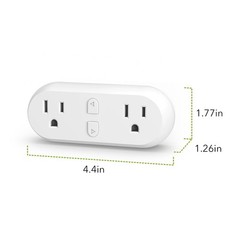 15A Smart Plug WiFi Bluetooth Dual Outlet Works with Alexa Google Timer Control